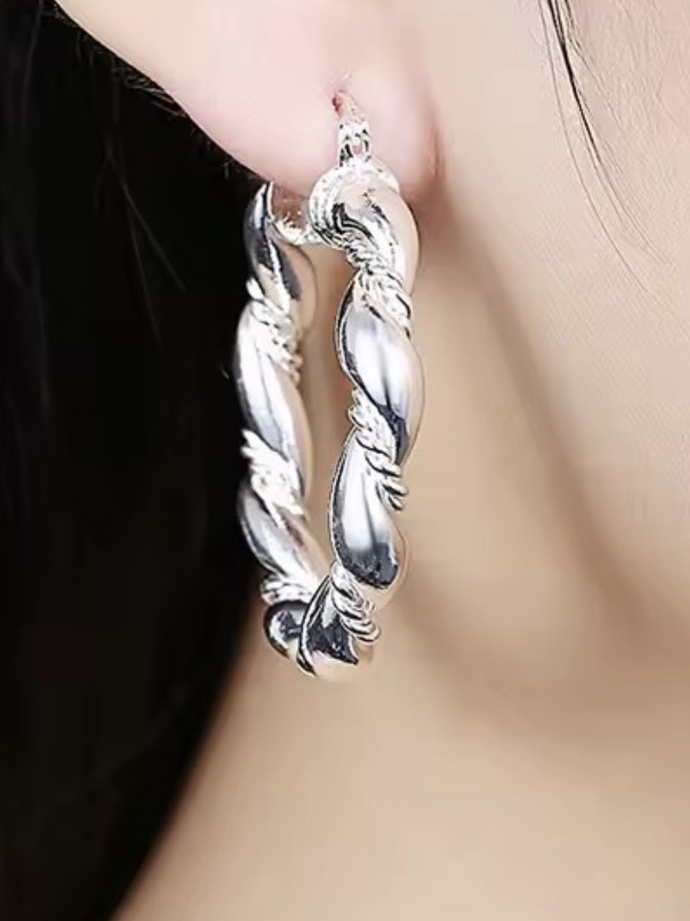925 Sterling SlTwisted Hoop Earrings